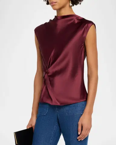 Tanya Taylor Robin Satin Twist Top | Thumbnail 3 Tanya Taylor Robin Satin Twist Top | Thumbnail 3
