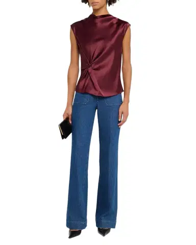 Tanya Taylor Robin Satin Twist Top | Thumbnail 1 Tanya Taylor Robin Satin Twist Top | Thumbnail 1