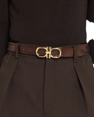 Ferragamo Men's Woven Leather Gancini-Buckle Belt | Thumbnail 1 Ferragamo Men's Woven Leather Gancini-Buckle Belt | Thumbnail 1