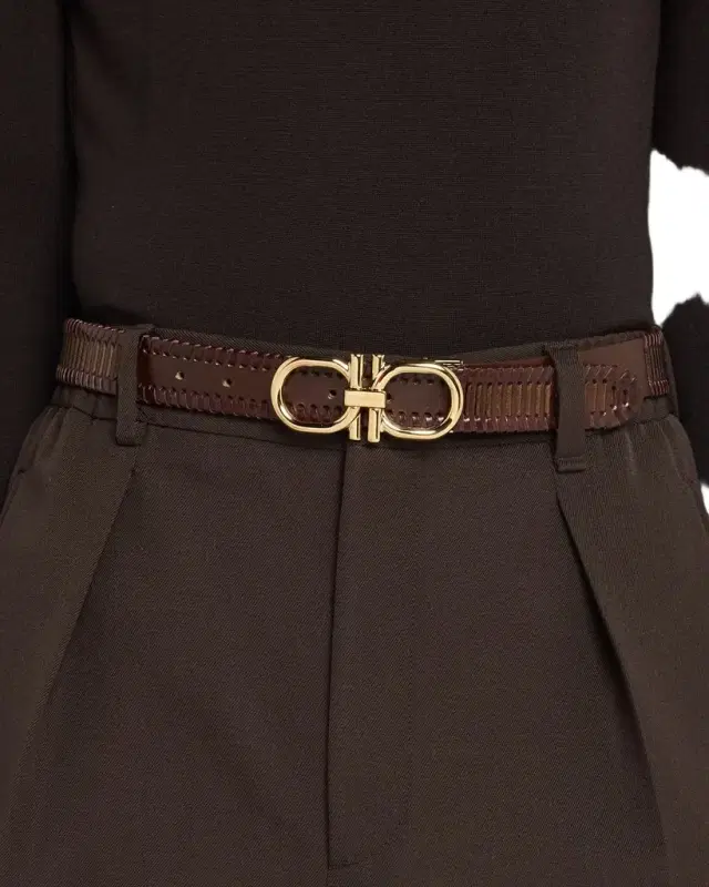 Ferragamo Men 's Woven Leather Gancini-Buckle Belt