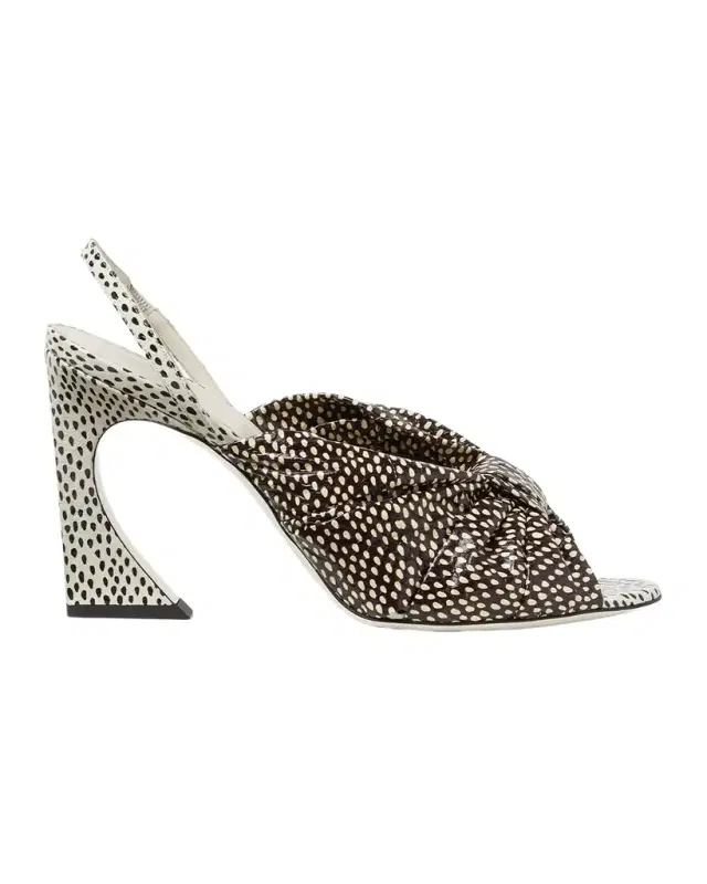 85mm Arco Peppered Falena Leather Slingback Sandals