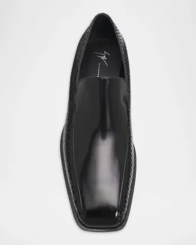 Giuseppe Zanotti Men's Python Leather Square-Toe Dress Loafers | Thumbnail 4