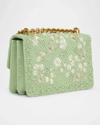 Valentino Garavani Beaded Floral-Embroidered Moire Shoulder Bag | Thumbnail 2