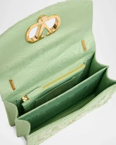 Valentino Garavani Beaded Floral-Embroidered Moire Shoulder Bag | Thumbnail 3