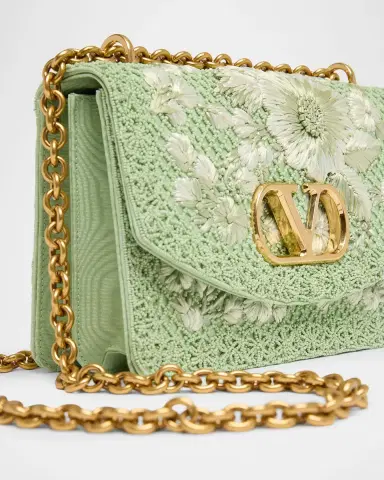Valentino Garavani Beaded Floral-Embroidered Moire Shoulder Bag | Thumbnail 5