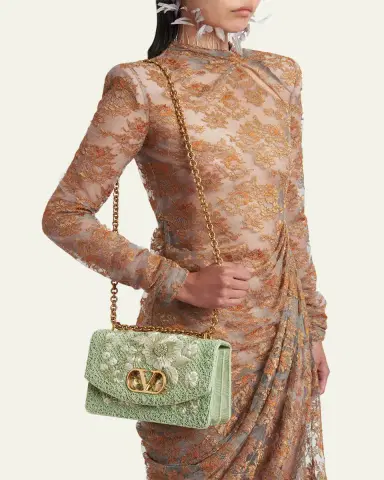 Valentino Garavani Beaded Floral-Embroidered Moire Shoulder Bag | Thumbnail 7