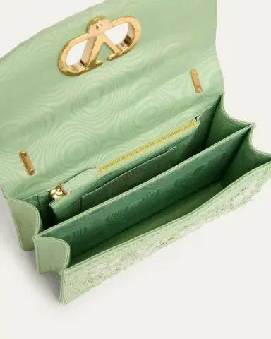 Valentino Garavani Beaded Floral-Embroidered Moire Shoulder Bag | Thumbnail 9