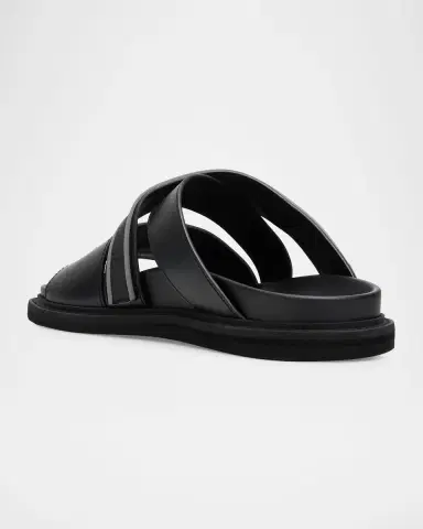 MOSCHINO Men's Leather Slides | Thumbnail 2 MOSCHINO Men's Leather Slides | Thumbnail 2