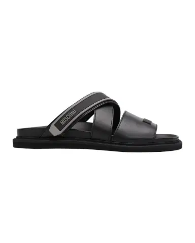 MOSCHINO Men's Leather Slides | Thumbnail 1 MOSCHINO Men's Leather Slides | Thumbnail 1