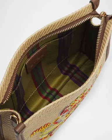 Etro Floral Embroidered Raffia Crossbody Clutch | Thumbnail 4