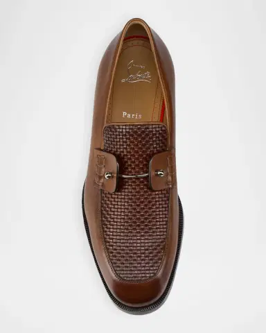 Christian Louboutin Men's Chambelimoc Woven Leather Boat Shoes | Thumbnail 3 Christian Louboutin Men's Chambelimoc Woven Leather Boat Shoes | Thumbnail 3