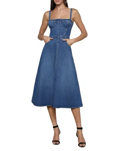 L'Agence Jovie Denim Bustier Midi Dress | Thumbnail 1