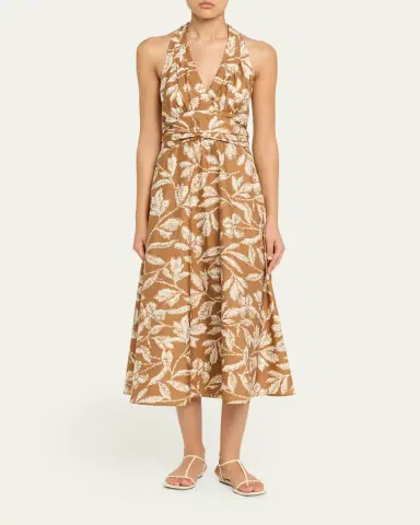 Max Mara Botanical-Print Halter Midi Dress | Thumbnail 6 Max Mara Botanical-Print Halter Midi Dress | Thumbnail 6