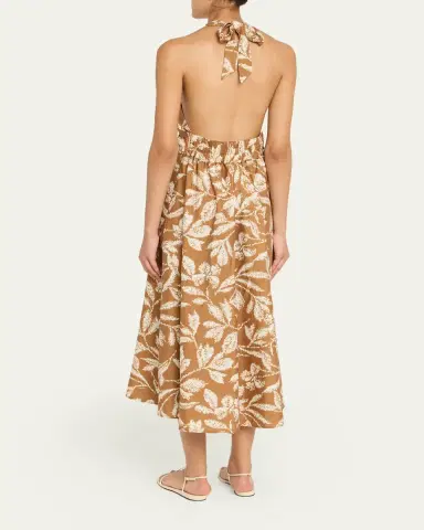 Max Mara Botanical-Print Halter Midi Dress | Thumbnail 7 Max Mara Botanical-Print Halter Midi Dress | Thumbnail 7