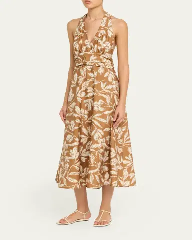 Max Mara Botanical-Print Halter Midi Dress | Thumbnail 8 Max Mara Botanical-Print Halter Midi Dress | Thumbnail 8
