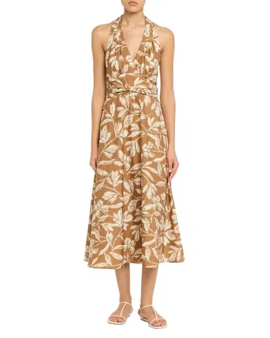 Max Mara Botanical-Print Halter Midi Dress | Thumbnail 1 Max Mara Botanical-Print Halter Midi Dress | Thumbnail 1