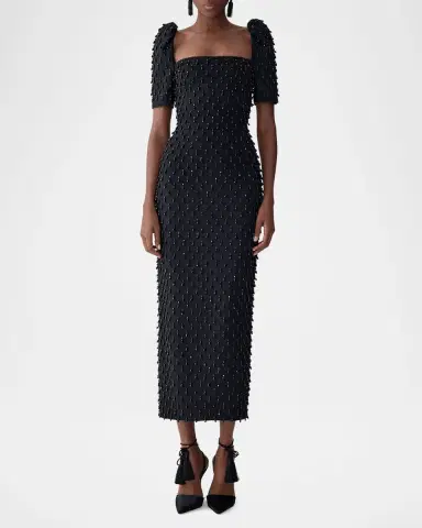 Carolina Herrera Embellished Square-Neck Midi Sheath Dress | Thumbnail 2 Carolina Herrera Embellished Square-Neck Midi Sheath Dress | Thumbnail 2