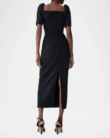Carolina Herrera Embellished Square-Neck Midi Sheath Dress | Thumbnail 3 Carolina Herrera Embellished Square-Neck Midi Sheath Dress | Thumbnail 3