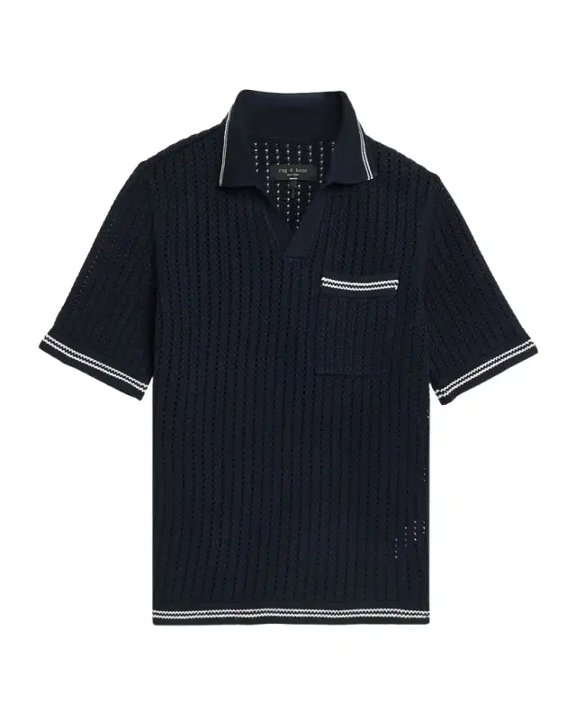 rag & bone Men 's Johnny Collar Crochet Polo Shirt