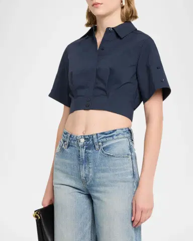Simkhai Sabrina Cropped Short-Sleeve Top | Thumbnail 4 Simkhai Sabrina Cropped Short-Sleeve Top | Thumbnail 4