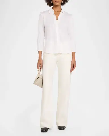 MAJESTIC FILATURES 3/4-Sleeve Stretch Linen Shirt | Thumbnail 2