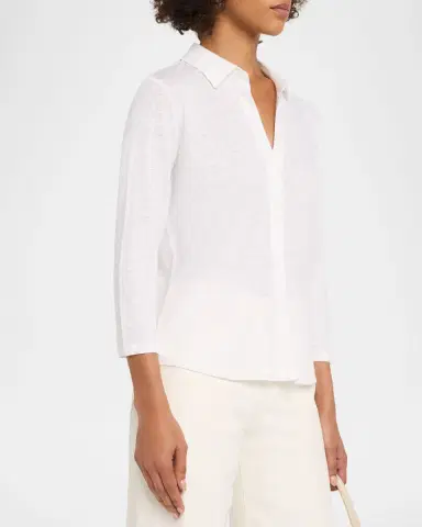 MAJESTIC FILATURES 3/4-Sleeve Stretch Linen Shirt | Thumbnail 4