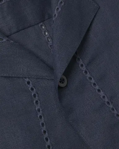 Vince Men's Eyelet Stripe Linen Cabana Shirt | Thumbnail 5