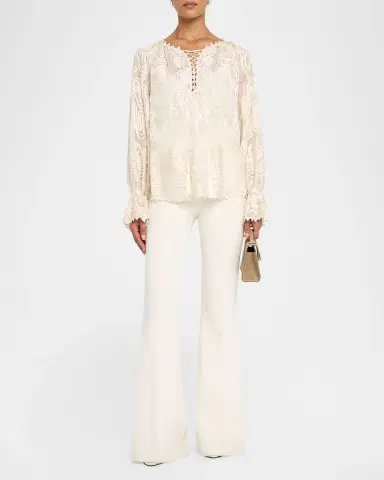 Kobi Halperin Florence Embroidered Lace-Up Blouse | Thumbnail 2 Kobi Halperin Florence Embroidered Lace-Up Blouse | Thumbnail 2