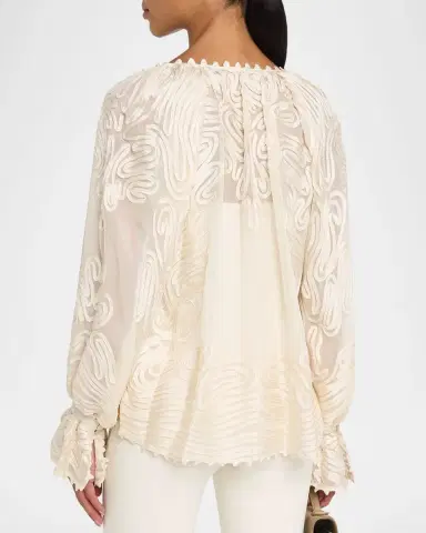 Kobi Halperin Florence Embroidered Lace-Up Blouse | Thumbnail 3 Kobi Halperin Florence Embroidered Lace-Up Blouse | Thumbnail 3