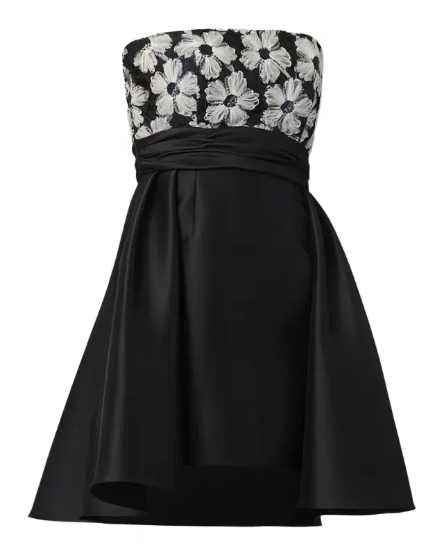 Mandy Strapless High-Low Taffeta Mini Dress