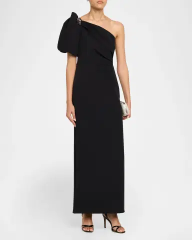 Shoshanna Perla One-Shoulder Stretch Crepe Gown | Thumbnail 4 Shoshanna Perla One-Shoulder Stretch Crepe Gown | Thumbnail 4