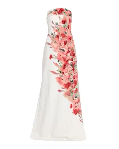 Badgley Mischka Strapless Floral-Print Crepe Gown | Thumbnail 1