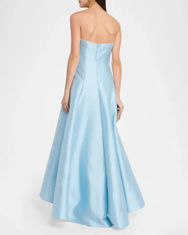 Badgley Mischka Collection Strapless High-Low Pique Gown | Thumbnail 3