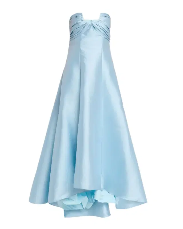 Badgley Mischka Collection Strapless High-Low Pique Gown