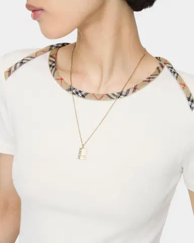 Burberry Stephanie Check-Trim Cotton Rib T-Shirt | Thumbnail 3 Burberry Stephanie Check-Trim Cotton Rib T-Shirt | Thumbnail 3