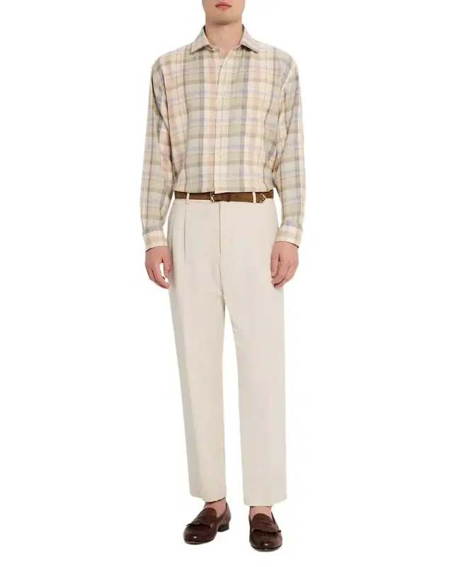 Men's Hemp and Cotton Check Button-Down Shirt