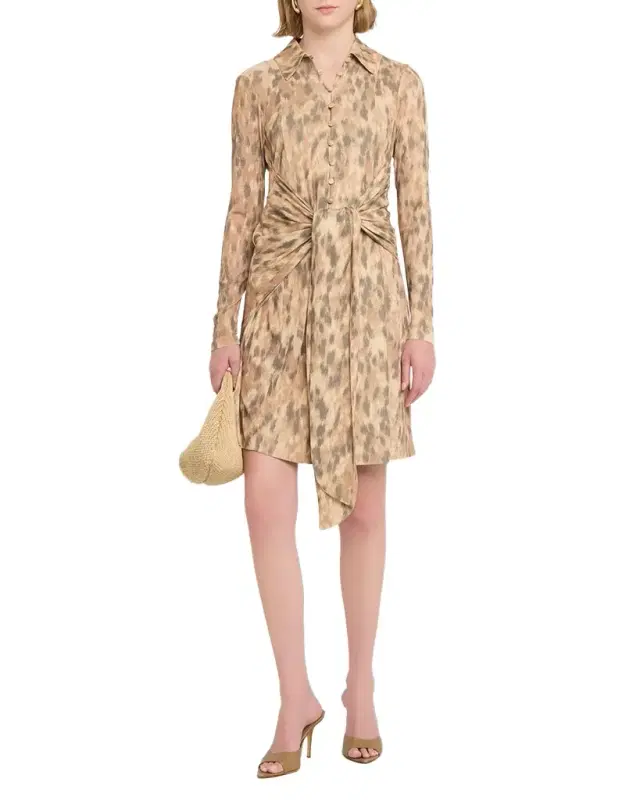 Printed Marl Mesh Shirtdress