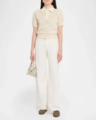Burberry Petra Check-Knit Wool-Silk Polo Shirt | Thumbnail 2 Burberry Petra Check-Knit Wool-Silk Polo Shirt | Thumbnail 2