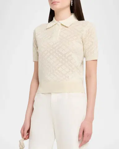Burberry Petra Check-Knit Wool-Silk Polo Shirt | Thumbnail 4 Burberry Petra Check-Knit Wool-Silk Polo Shirt | Thumbnail 4