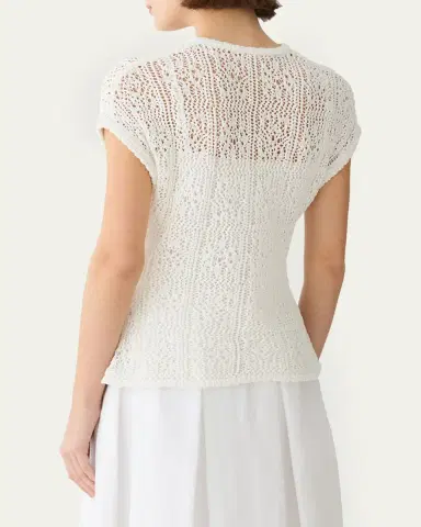 Lafayette 148 New York Lace-Stitch Cotton Knit Sweater | Thumbnail 7 Lafayette 148 New York Lace-Stitch Cotton Knit Sweater | Thumbnail 7