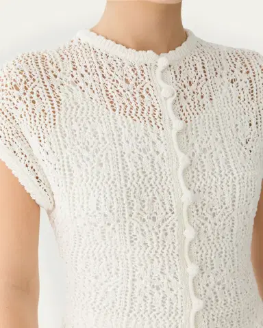 Lafayette 148 New York Lace-Stitch Cotton Knit Sweater | Thumbnail 9 Lafayette 148 New York Lace-Stitch Cotton Knit Sweater | Thumbnail 9