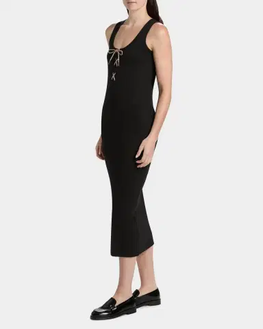 Burberry Carlotta Lace-Up Sleeveless Rib Midi Dress | Thumbnail 2
