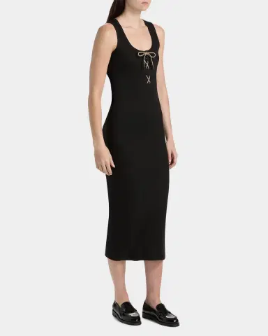 Burberry Carlotta Lace-Up Sleeveless Rib Midi Dress | Thumbnail 7