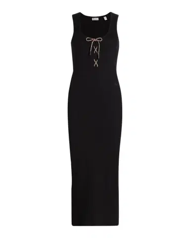 Burberry Carlotta Lace-Up Sleeveless Rib Midi Dress | Thumbnail 1