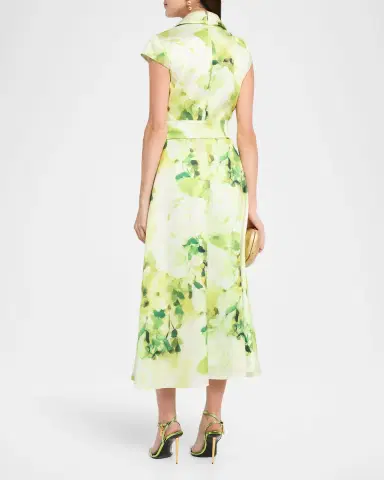 BADGLEY MISCHKA Floral-Print Pebble Gazar Midi Dress | Thumbnail 3