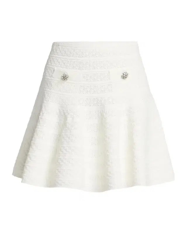 Self-Portrait Pointelle Knit Mini Skirt