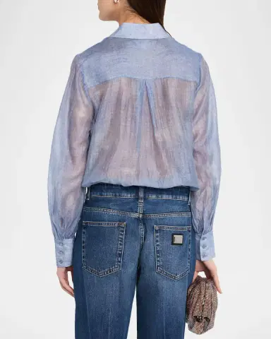 L'AGENCE Jayleen Chiffon Button-Front Shirt | Thumbnail 3