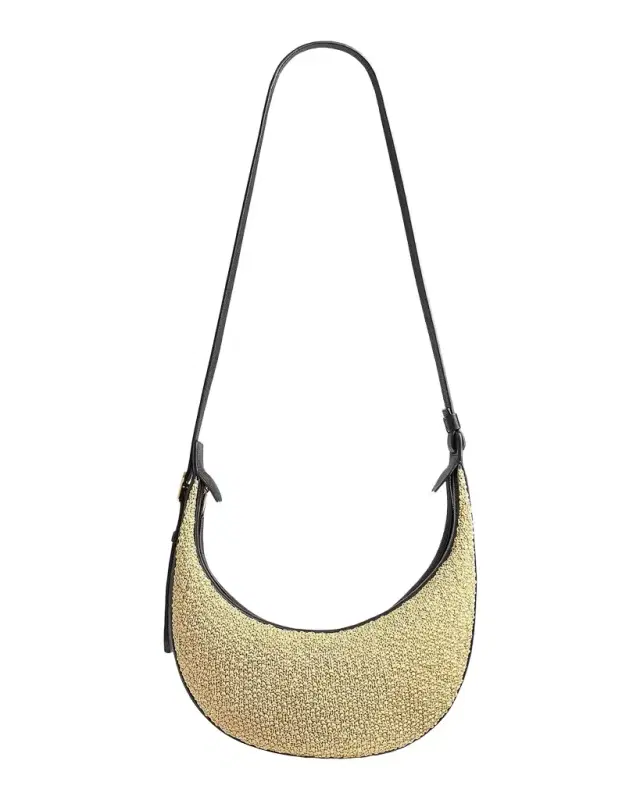 Augustina Small Raffia & Leather Crossbody Bag