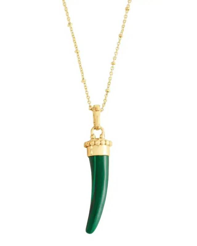 Milos Stone Horn Charm, Malachite