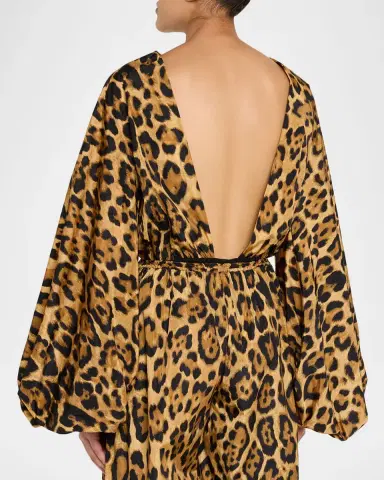 Alaïa Leopard-Print Balloon-Sleeve Backless Bodysuit | Thumbnail 3 Alaïa Leopard-Print Balloon-Sleeve Backless Bodysuit | Thumbnail 3